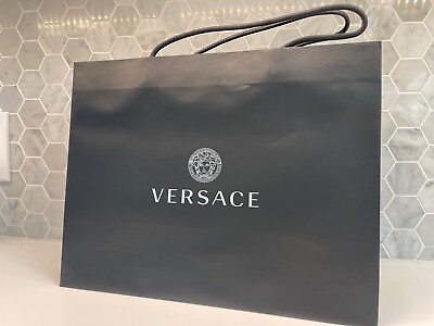 Versace 14quot;x11quot;x6quot; Empty Black SHOPPING GIFT Paper BAG Logo for Bag or Shoes $19.98