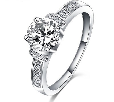 #ad D VVS1 Diamond Engagement Ring 2 Carat Round Cut 14k White Gold Bridal $27.00