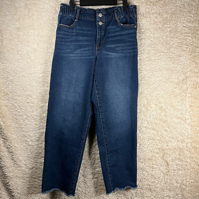#ad Scoop Womens Cropped Straight Jeans Blue Frayed Hem Medium Wash Denim 10 $9.89