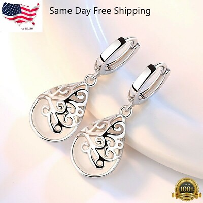 #ad Gorgeous Silver Plated Drop Earrings for Women Moonstone Jewelry Lab Created $3.85