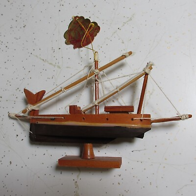 #ad 9quot; L sailing Ship model boat sailboat display hang tree ornament Spanish gift $12.99