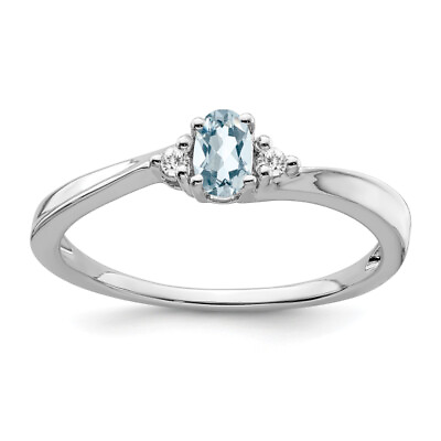 #ad 14K White Gold Aquamarine Diamond Ring $367.00
