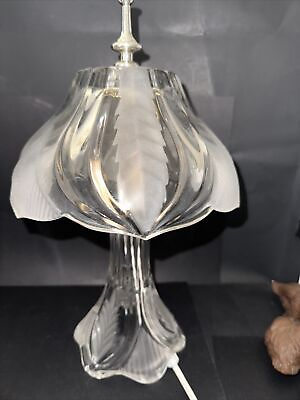 #ad PRETTY CRYSTAL GLASS SMALL LAMP 14”TALL**MOTHERS DAY** $32.00