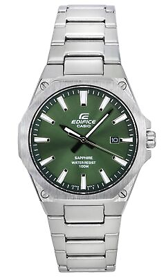 #ad Casio Edifice Analog Stainless Steel Green Dial EFR S108D 3A 100M Mens Watch $105.49
