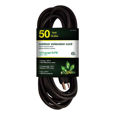 #ad 14 3 50’ SJTW Outdoor Extension Cord Black 50 Ft $25.81