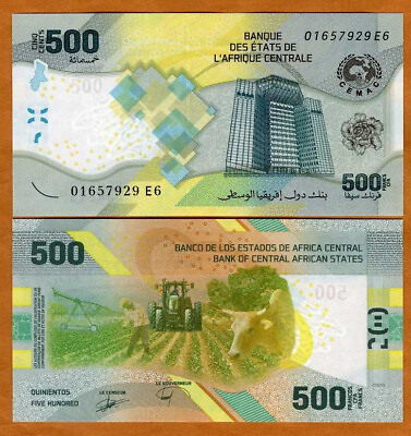 #ad Central African States 500 Francs 2020 P New Hybrid Polymer UNC $4.99