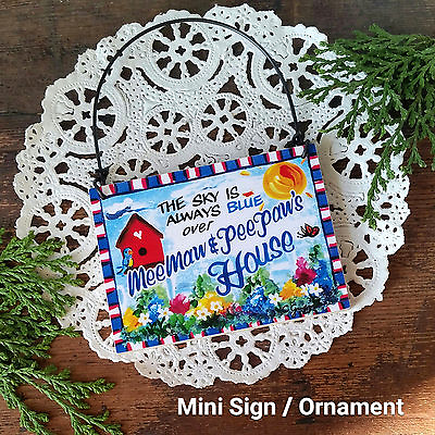 DECO Mini Sign Sky Blue MeeMaw PeePaw #x27;s PLAQUE Mee Maw Pee Paw Gift Ornament $5.95
