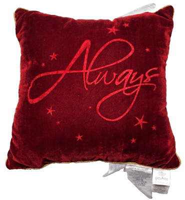 #ad NEW Harry Potter ALWAYS Velvet Pillow Red Burgundy Velvet Gold Spellout $34.95
