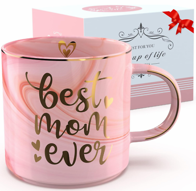 #ad Gifts for MomMom Birthday Gift Pink Ceramic Marble Coffee Mug Cup Best Mom Ever $23.15