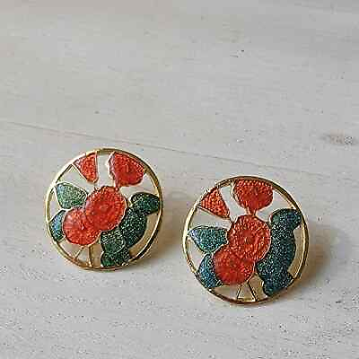#ad Round Floral Earrings $10.00