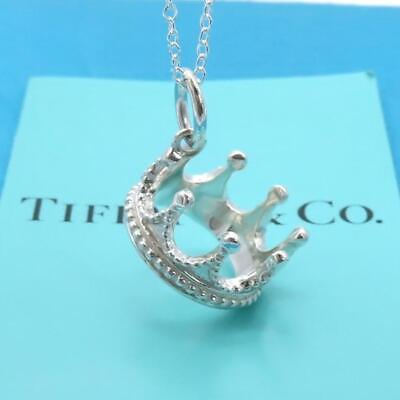 #ad TIFFANYamp;Co. Crown Silver Necklace Top Pendant Top SV925 40cm w Chain $400.00