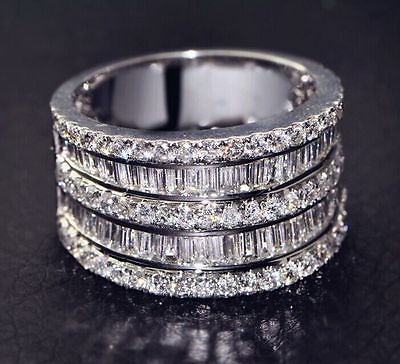 #ad White Zircon Birthstone Silver Filled Wedding Bridal Ring Gift Size 6 11 $3.98