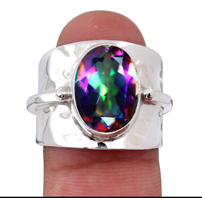 #ad Mystic Topaz Gemstone 925 Sterling Silver Handmade Statement Ring All Size B209 $12.19