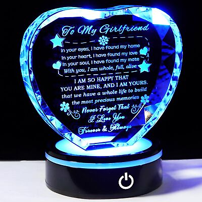 #ad YWHL Gifts for Girlfriend Romantic to My Girlfriend Crystal Heart Keepsake wi... $47.89
