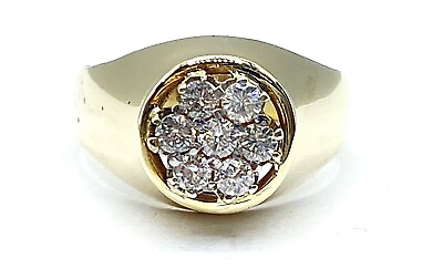 #ad .50 ct natural 7x DIAMOND mens cluster pinky ring SOLID yellow gold $588.00