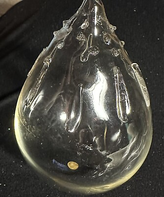 #ad 6 Vintage Clear Teardrop amp; Round Hand Blown Glass Christmas Ornaments 3.5” 4”T $44.96