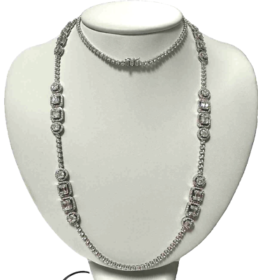 #ad Ladies 19.62 CT Natural Multi Shaped Diamond Necklace 18K White Gold $25000.00