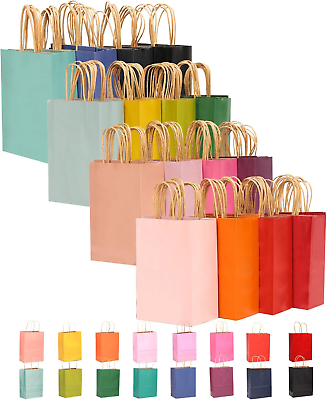 #ad 32 Packs Paper Bags with Handles Bulk 8.26quot;×6quot;×3.15quot; Small Gift Bags 16 Differen $32.54