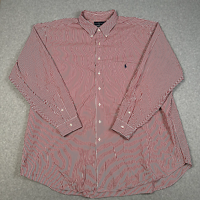 #ad polo ralph lauren shirt mens 4xlt red striped long sleeve button down preppy $26.99