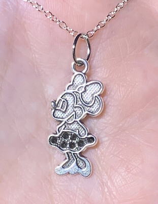 Silver Minnie Mouse Pendant on Silver Necklace Chain $8.50