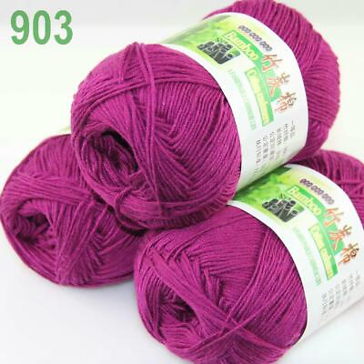 #ad AIPYARN 3SkeinsX50g Natural Smooth Bamboo Cotton Crochet Yarn Hand Knitting 03 C $16.83