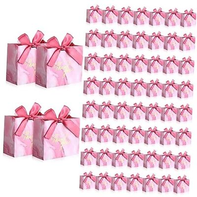 #ad #ad 80 Pcs Small Thank You Gift Bags Bulk Marble Pattern Pink Candy Bags with $27.62
