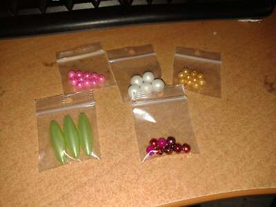 #ad 5X BAGS EMBELISHMENTS WITH PEARLS ETC FOR SCRAPBOOKING NEW P07 $3.00