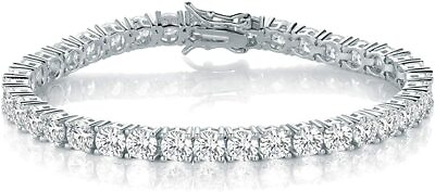 #ad 17.5 ct Moissanite Diamond Tennis Bracelet 14k White Gold Sterling Silver 5.5mm $98.00