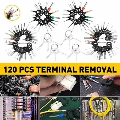 #ad 120Pcs Pin Ejector Wire Kit Extractor Terminal Removal Connector Puller Car Tool $16.14