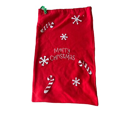 #ad #ad Drawstring Gift Bag Christmas Embroidered quot;Merry Christmasquot; Felt Red 27quot; x 16quot; $5.00