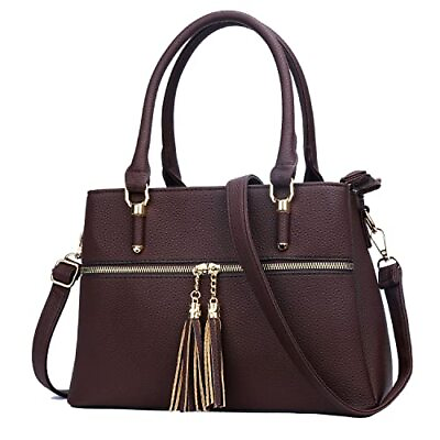 #ad Women Satchel Bags Handle Shoulder Handbags and Purses Pockets Zipper D coffee $53.78