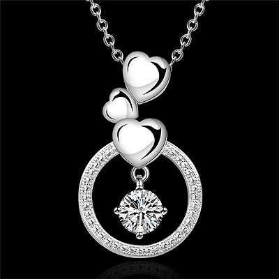 #ad WOMEN lady 925 Silver Fashion cute Charm Austrian crystal Wedding Necklace N691 $1.60