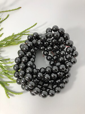 #ad 100 Beads Black Magnetic Hematite Round Beads 8mm hole is 1m $4.99