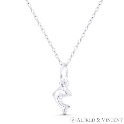 #ad Hollow Dolphin Animal Charm 3D Reversible Italy 925 Sterling Silver mm Pendant $11.39