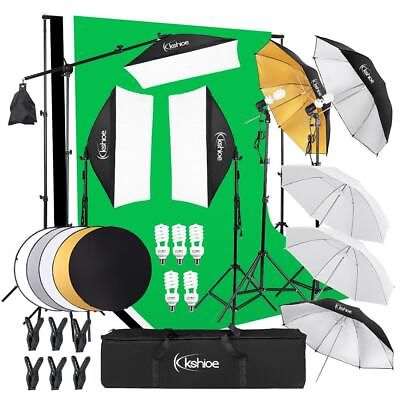 #ad Video Photo Studio Photography Lighting Kit Backdrops Umbrellas Softbox Stand $105.99