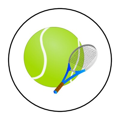 #ad 30 Tennis ball and racquet stickers labels envelope seals 1.5quot; round $2.98