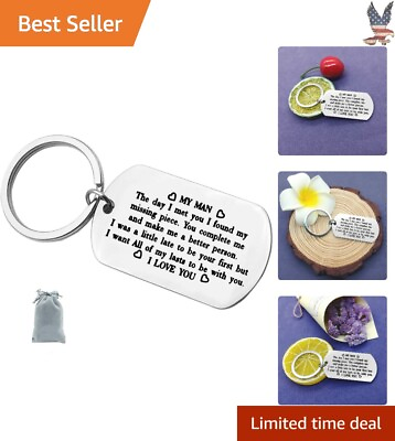 #ad Romantic Engraved Keychain Gift for Him Stainless Steel Free Velvet Pouch $16.19