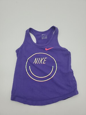 #ad Nike Swoosh Logo Small 4 6 Youth Kids Tank Top Purple basketball Shirt..T205 $3.75