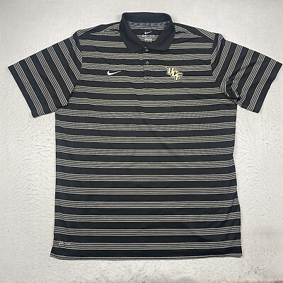 #ad Nike Dri Fit Polo Shirt UCF Mens 2XL XXL Black Stripe University Central Florida $22.45