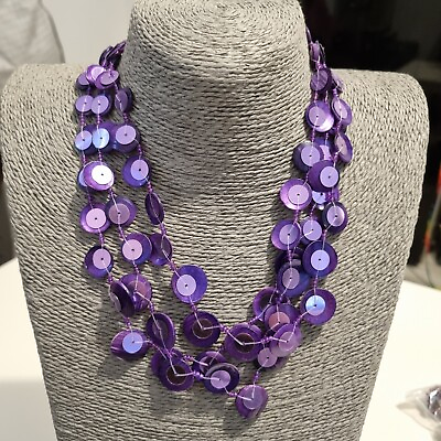 Fashion Jewellery Necklace Short Length Purple Tone Beads GBP 8.99