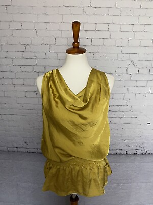 #ad Willi Smith Women#x27;s Blouse size M gold Polyester Sleeveless Top $11.99