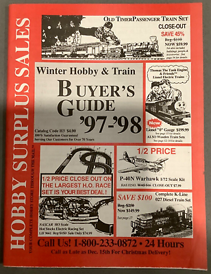 #ad Hobby Surplus Sales 1997 98 Catalog Winter Railroading Model Trains HO Lionel $16.99