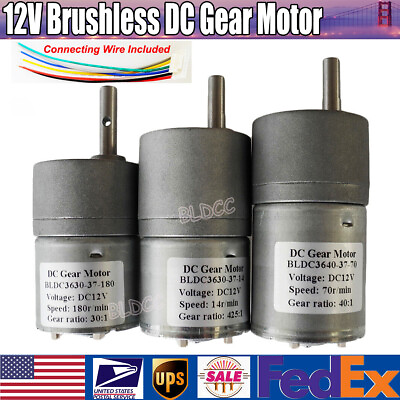 #ad Brushless DC Gear Motor DC 12V BLDC Gear Motor PWM CW CCW Dual Channel Pulse $17.99
