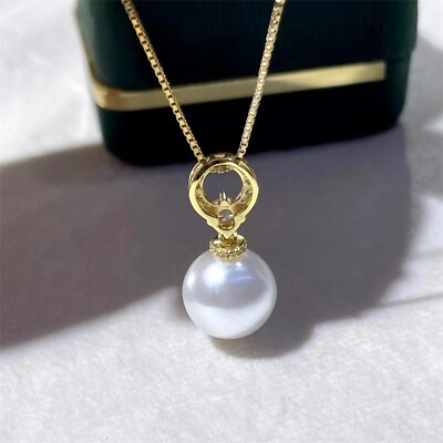 #ad Genuine 10 11mm Natural Seawater Golden Pearl Single Necklace Pendant 14K $55.00