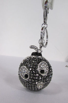 Women teen silver bird metal key chain wallet charm black angry boom bling gift $6.74