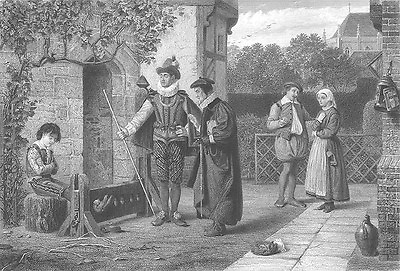 #ad Old England PAGE BOY Scolded by ESTATE NOBLES Old 1870 Art Print Engraving $7.99