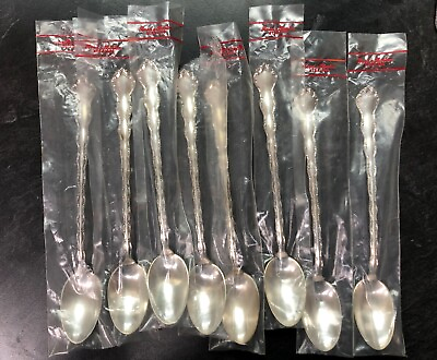 #ad REED amp; BARTON TARA STERLING SILVER 8 PEICE SET BAGGED ICE BEVERAGE SPOONS 7.5 IN $399.95