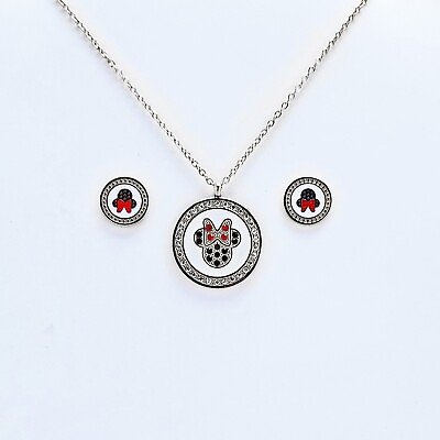 #ad Cute Red Black White Gray Fashion Jewelry Set Stainless Steel with CZ $12.99