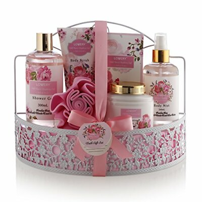Spa Gift Basket Wild Rose amp; Raspberry Leaf Scent Home Spa Kit for Women $36.99