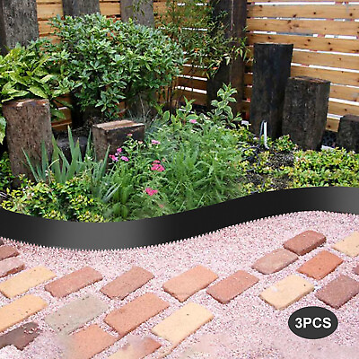 #ad 3pcs Steel Landscape Edging Black EcoBorder Garden Backyard Lwan Barrier 40x 8in $45.60